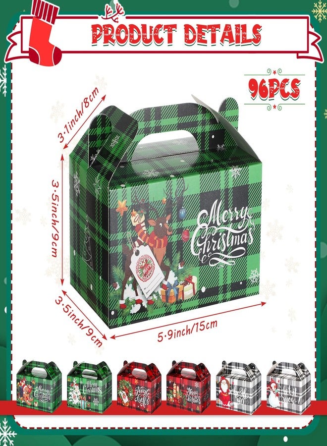 Cholemy 96 Pcs Christmas Treat Boxes 3D Cardboard Xmas Plaid Gift Boxes Christmas Cookie Paper Boxes Pre Assembled Candy Boxes for Gift Giving Buffalo Plaid Dessert Gift Wrap Boxes - Image 2